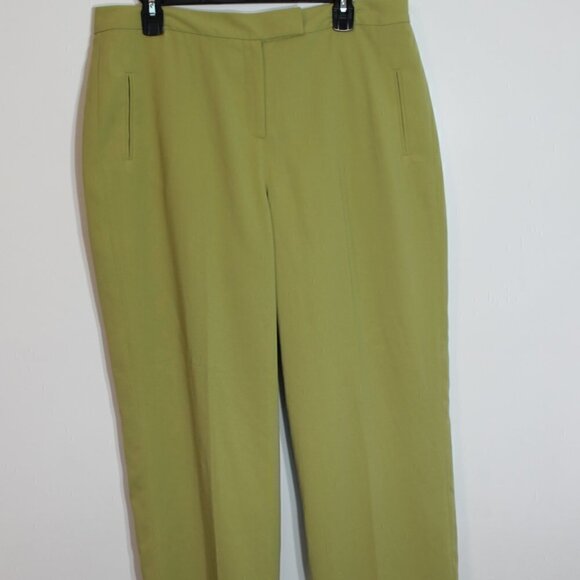 Larry Levine Suits Women’s Light Chartreuse Wide-Leg Rolled-cuff Trouser (16) - Picture 2 of 8